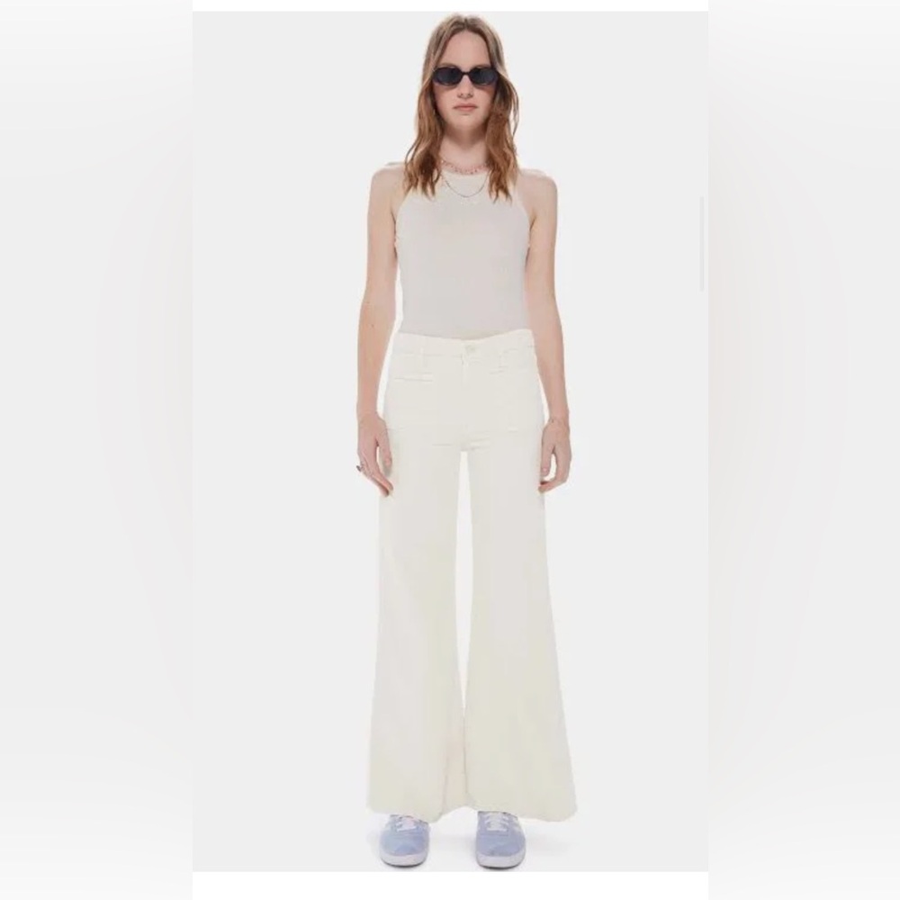 NWT mother patch pocket roller skimp jeans size 27, chalk/ivory